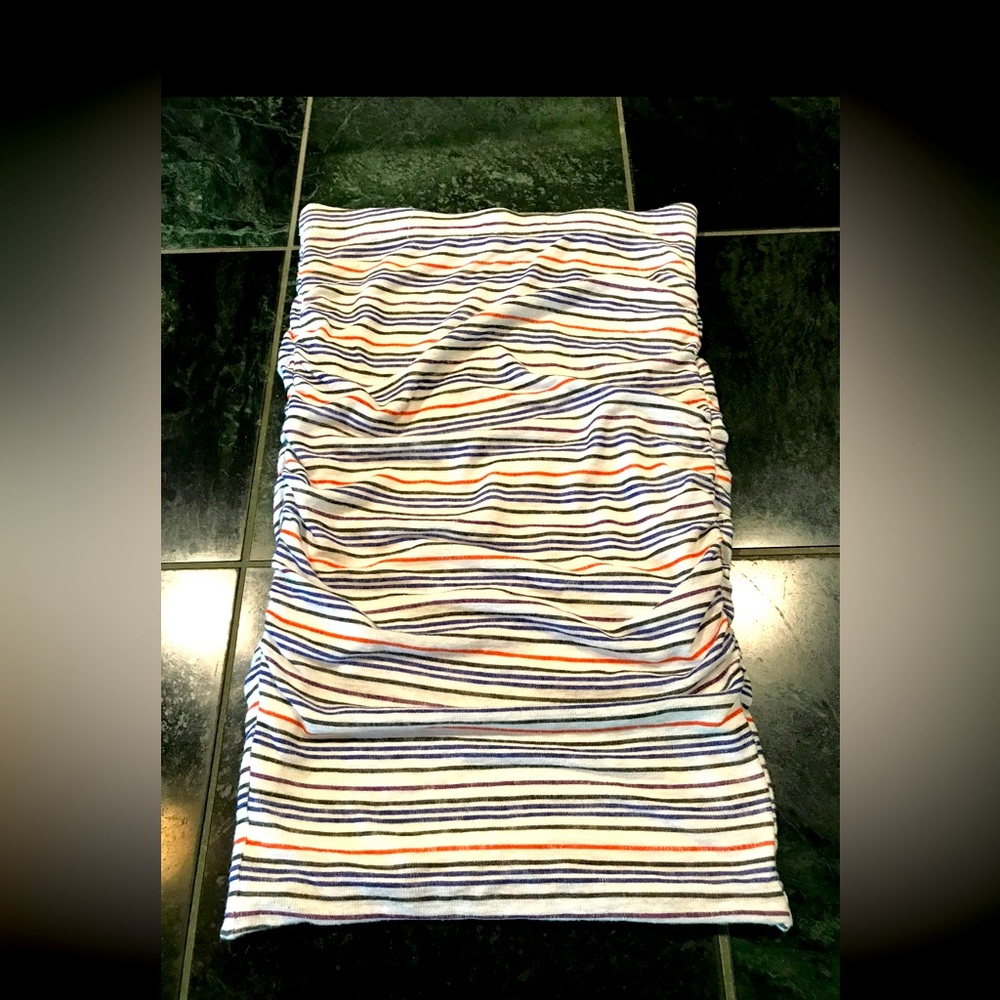 Velvet White and Blue Striped Skirt